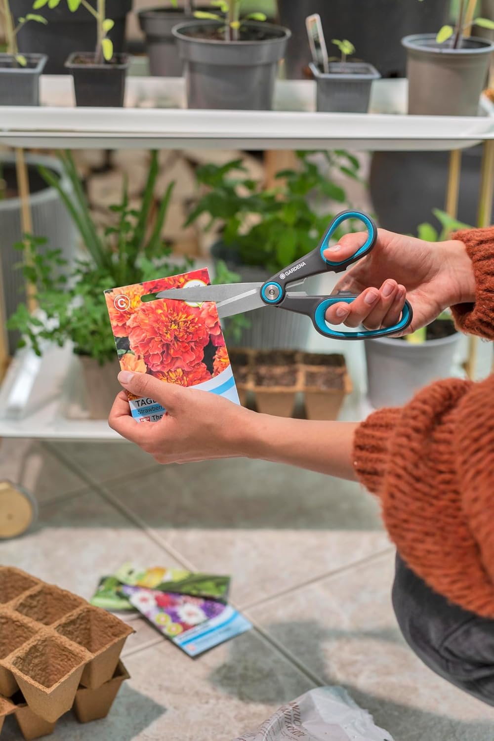 GARDENA MultiCut: comfortable all-purpose scissors for household and garden, stainless steel blades, handles made from recycled plastic, for left- and right-handed people (12215-20