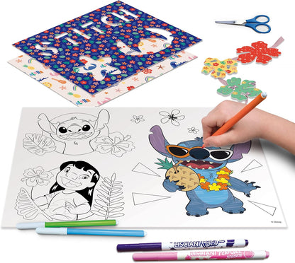 Lisciani - DISNEY STITCH - Projectietekenschool Voor Kinderen Vanaf 5 Jaar - Leer Tekenen met Stitch op een A4 Verlichte Tafel - Inclusief Stencils, Stickers, Geurmarkers en Meer