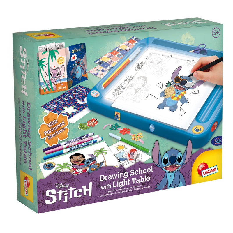 Lisciani - DISNEY STITCH - Projectietekenschool Voor Kinderen Vanaf 5 Jaar - Leer Tekenen met Stitch op een A4 Verlichte Tafel - Inclusief Stencils, Stickers, Geurmarkers en Meer