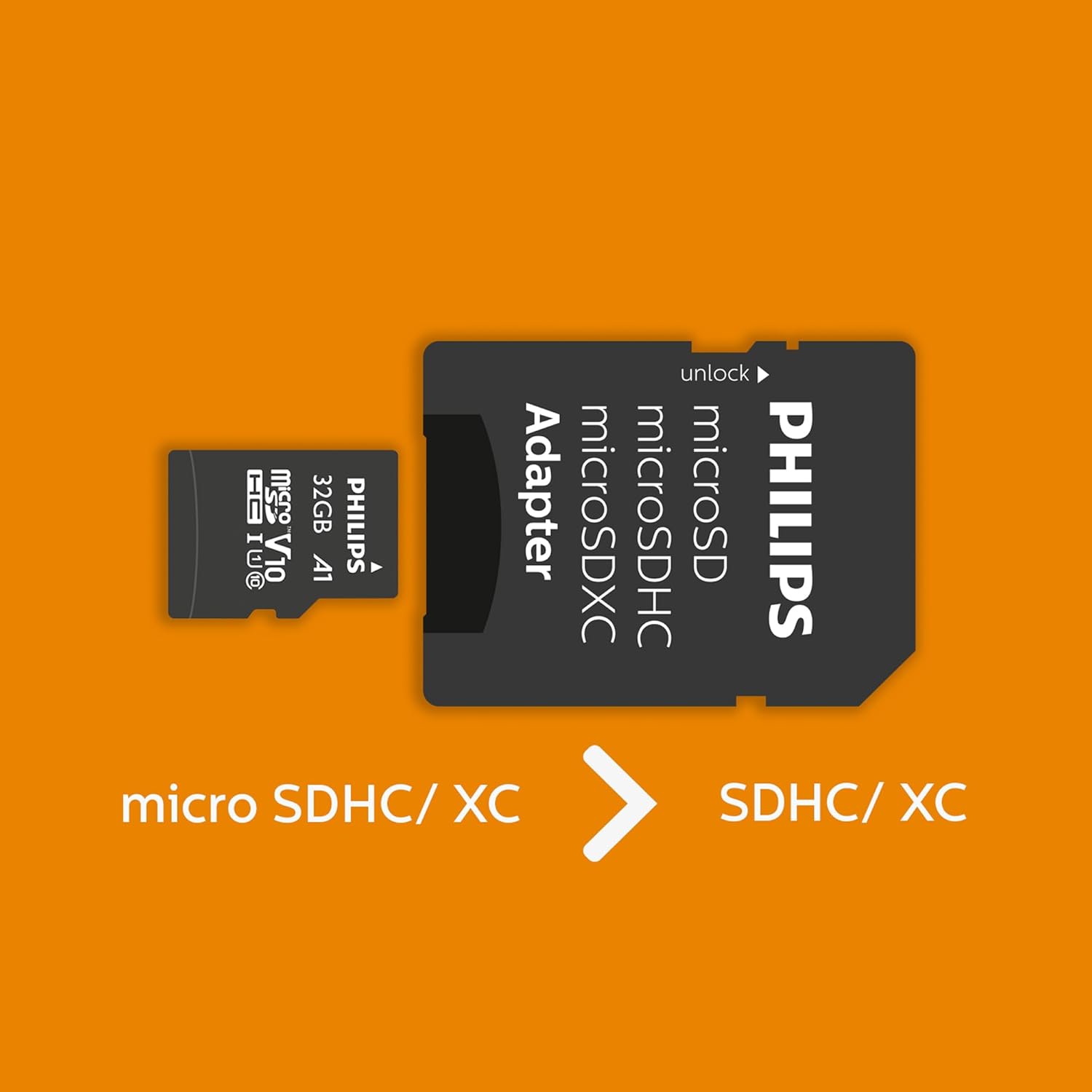 Philips Ultra Speed Micro SDHC Card 32 GB + SD Adapter UHS-I U1, leest tot 80 MB/s, A1 Fast App Performance, V10, geheugenkaart voor smartphones,tablets,pc's,kaartlezer, Full HD-video