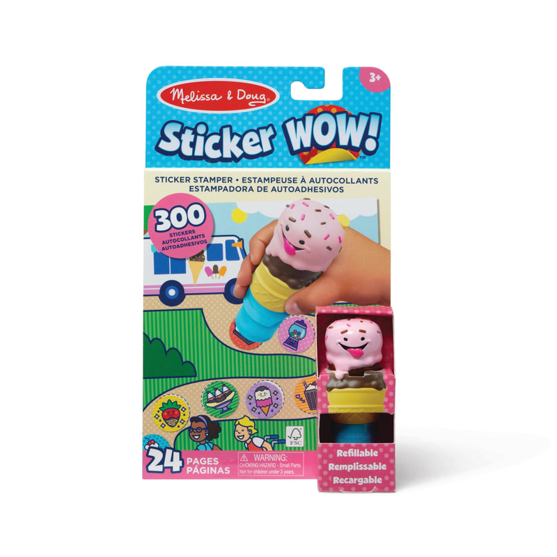 Melissa & Doug Sticker Wow! 24-seitiger Aktivitätenblock und Aufkleberstempel, 300 Aufkleber, Aktivität-Bastelspielzeug Sammlerfigur – Eiscreme