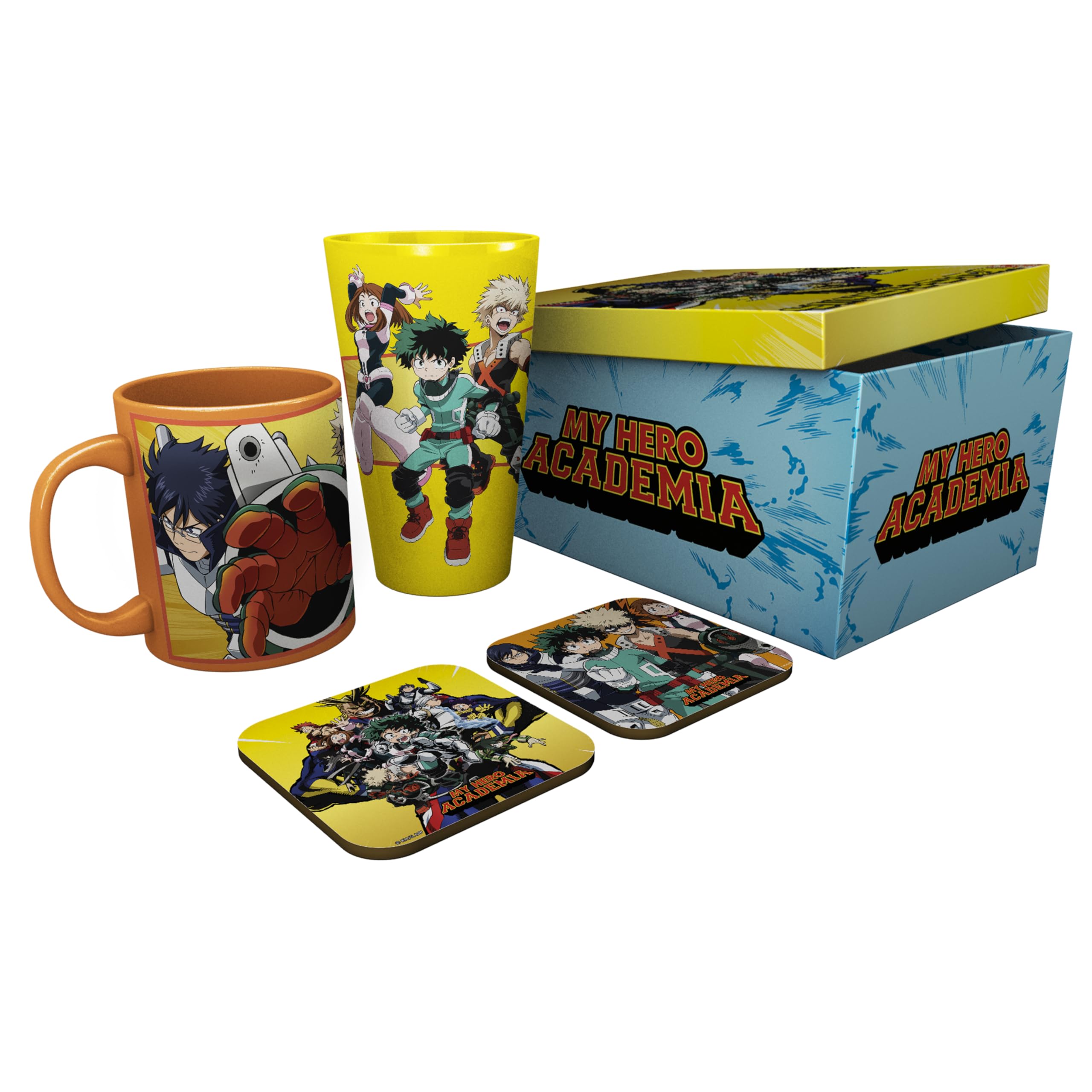 My Hero Academia Heroes Mug, 400ml Glass & 2 Coasters Collectable Gift Box