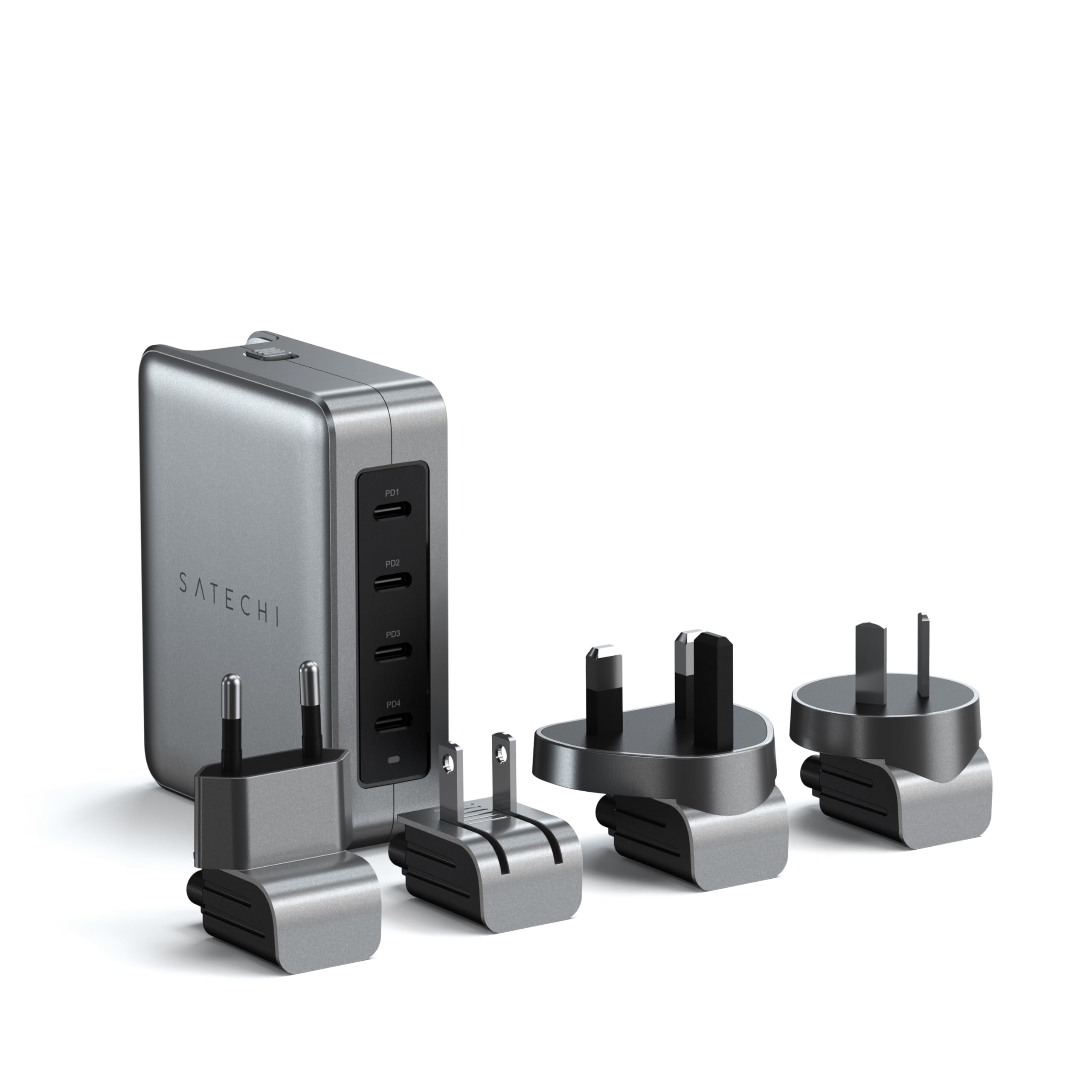 SATECHI GaN Travel Charger, 145W GaN USB C Charger with 4 Ports, 2X USB-C PD 3.1 and 2X USB-C PD 3.0, Fast Charging Travel Station for Apple, Windows, Chrome, and most USB-C devices (UK Plug)