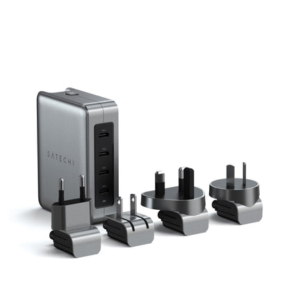 SATECHI GaN Travel Charger, 145W GaN USB C Charger with 4 Ports, 2X USB-C PD 3.1 and 2X USB-C PD 3.0, Fast Charging Travel Station for Apple, Windows, Chrome, and most USB-C devices (UK Plug)