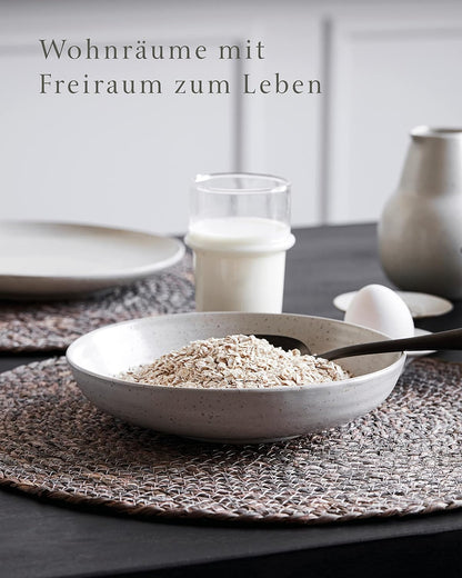 House Doctor Große Schale Pion Weiß | Steingut-Geschirr – Saltteller, Pastateller, Suppenteller | Dänisches Design für Hygge-Lebensgefühl, h: 4 cm, dia: 19 cm, Large, Creme weiß