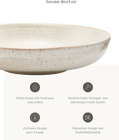 House Doctor Große Schale Pion Weiß | Steingut-Geschirr – Saltteller, Pastateller, Suppenteller | Dänisches Design für Hygge-Lebensgefühl, h: 4 cm, dia: 19 cm, Large, Creme weiß