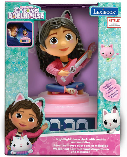 LEXIBOOK, Gabby’s Dollhouse, Gabby Nightlight Alarm Clock, Sounds and Melodies, Backlit LCD Screen, Illuminated, Snooze, Pink, RL800GDH