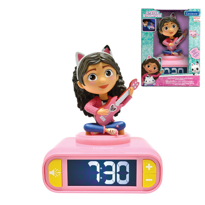 LEXIBOOK, Gabby’s Dollhouse, Gabby Nightlight Alarm Clock, Sounds and Melodies, Backlit LCD Screen, Illuminated, Snooze, Pink, RL800GDH