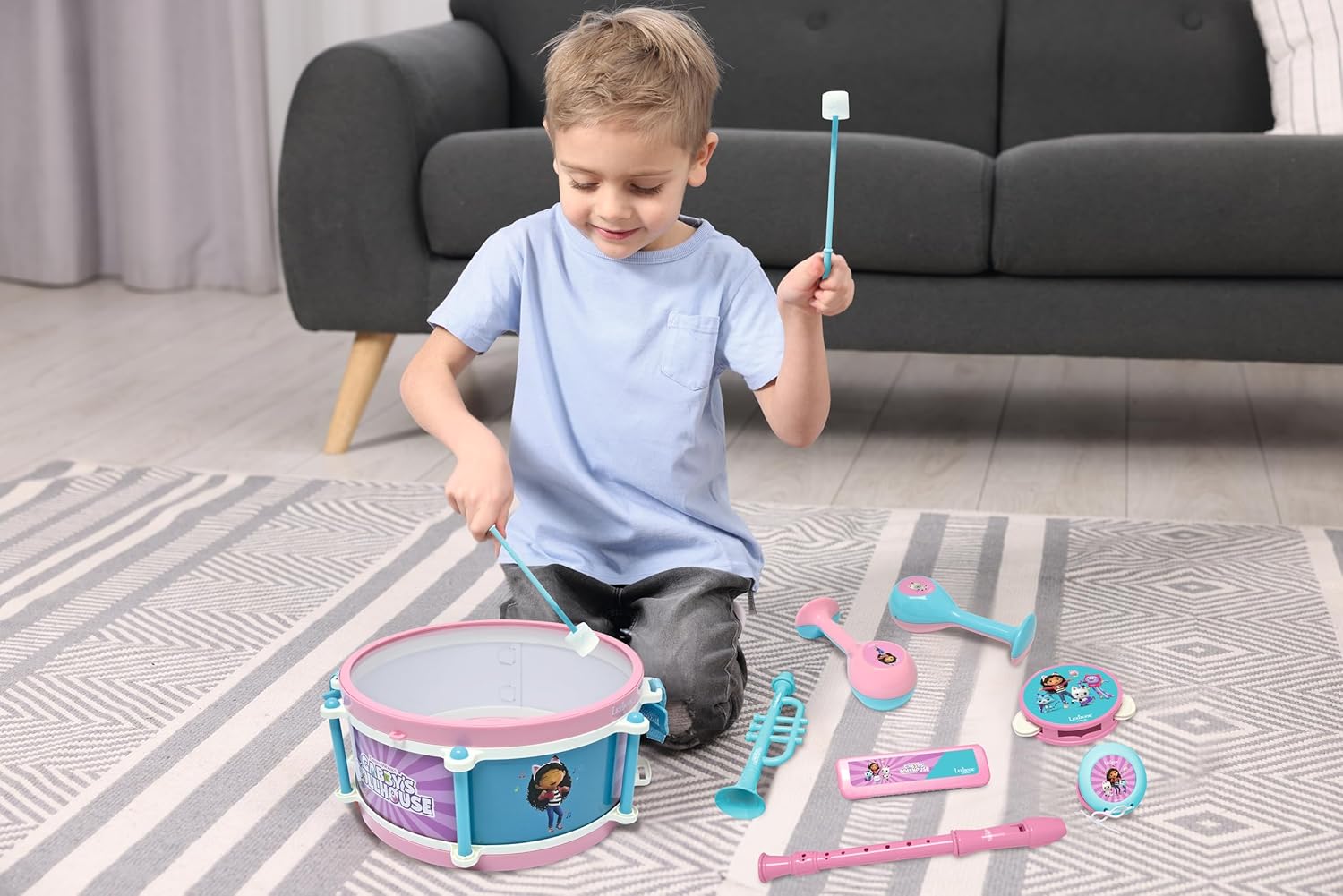 Lexibook, Casa de Muñecas de Gabby, Set de 7 Instrumentos (Tambor, Maracas, Castañuela, Armónica, Flauta, Trompeta, Pandereta), Juguete Musical, Práctico para Llevar, Talla única (K360GDH