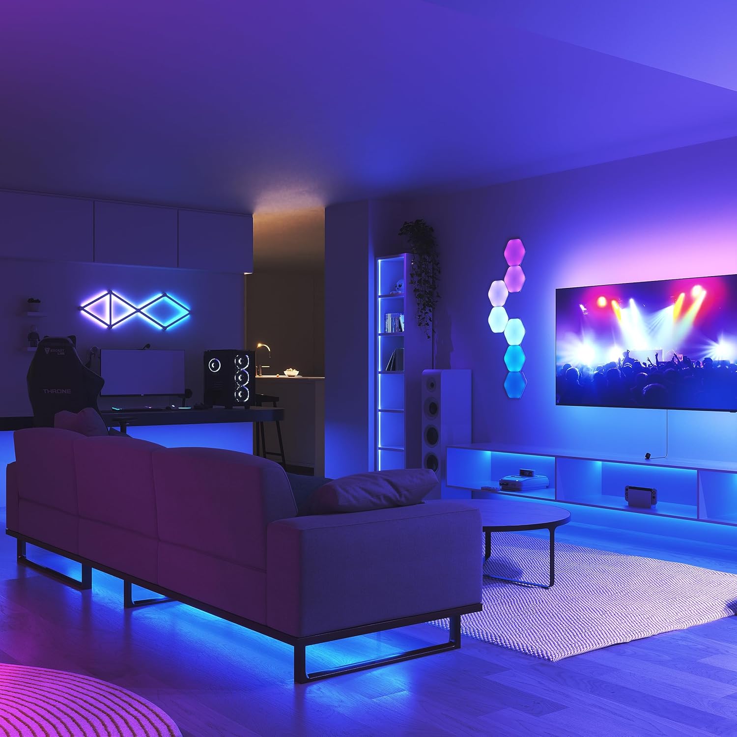 Nanoleaf 4D Screen Mirror Kit + Lightstrip Kit voor tv's en schermen tot 85 inch/215 cm - RGB LED-strip aangesloten + camera, draad en wifi, compatibel met Amazon Alexa Google Home Apple