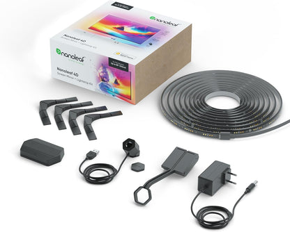 Nanoleaf 4D Screen Mirror Kit + Lightstrip Kit voor tv's en schermen tot 85 inch/215 cm - RGB LED-strip aangesloten + camera, draad en wifi, compatibel met Amazon Alexa Google Home Apple