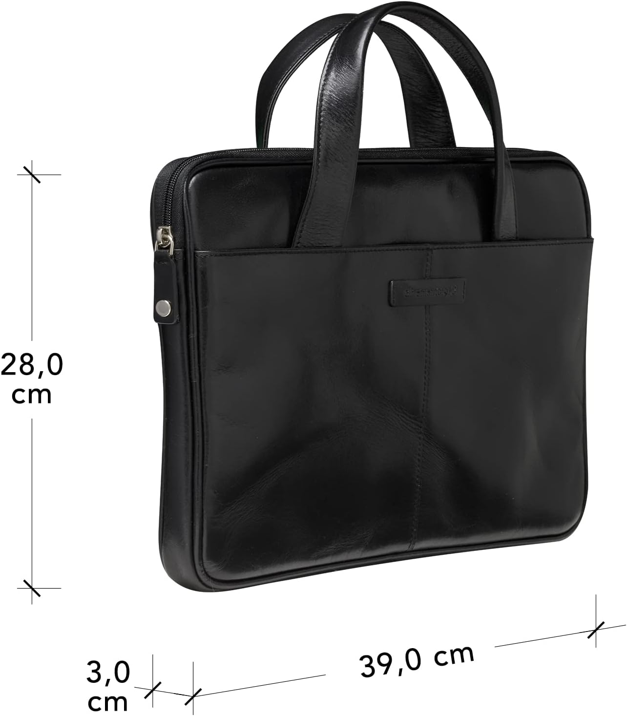 dbramante1928 Silkeborg Laptoptas voor Dames en Heren 15 inch - Tas met twee gestructureerde lederen handgrepen - Gemaakt van duurzaam, hoogwaardig volnerfleer - Black N.E. (2e generatie)
