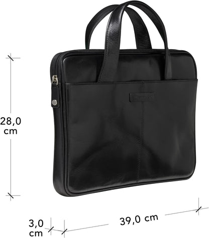 dbramante1928 Silkeborg Laptoptas voor Dames en Heren 15 inch - Tas met twee gestructureerde lederen handgrepen - Gemaakt van duurzaam, hoogwaardig volnerfleer - Black N.E. (2e generatie)