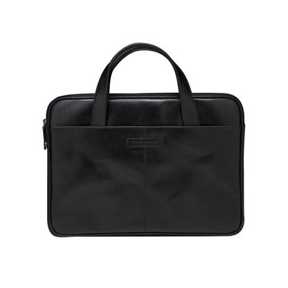 dbramante1928 Silkeborg Laptoptas voor Dames en Heren 15 inch - Tas met twee gestructureerde lederen handgrepen - Gemaakt van duurzaam, hoogwaardig volnerfleer - Black N.E. (2e generatie)