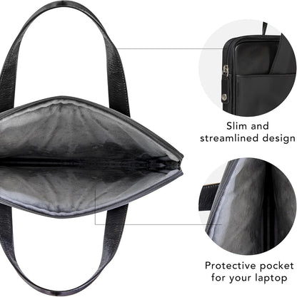 dbramante1928 Silkeborg Laptoptas voor Dames en Heren 15 inch - Tas met twee gestructureerde lederen handgrepen - Gemaakt van duurzaam, hoogwaardig volnerfleer - Black N.E. (2e generatie)