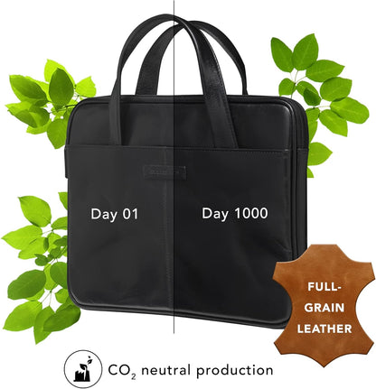 dbramante1928 Silkeborg Laptoptas voor Dames en Heren 15 inch - Tas met twee gestructureerde lederen handgrepen - Gemaakt van duurzaam, hoogwaardig volnerfleer - Black N.E. (2e generatie)