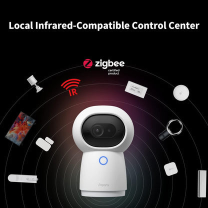 Aqara 2K beveiligingscamera Camera Hub G3 voor binnenshuis, AI gezichts- en gebaarherkenning, infrarood afstandsbediening, Pan en Tilt, werkt met HomeKit Secure Video, Alexa, Google Assistant, IFTTT