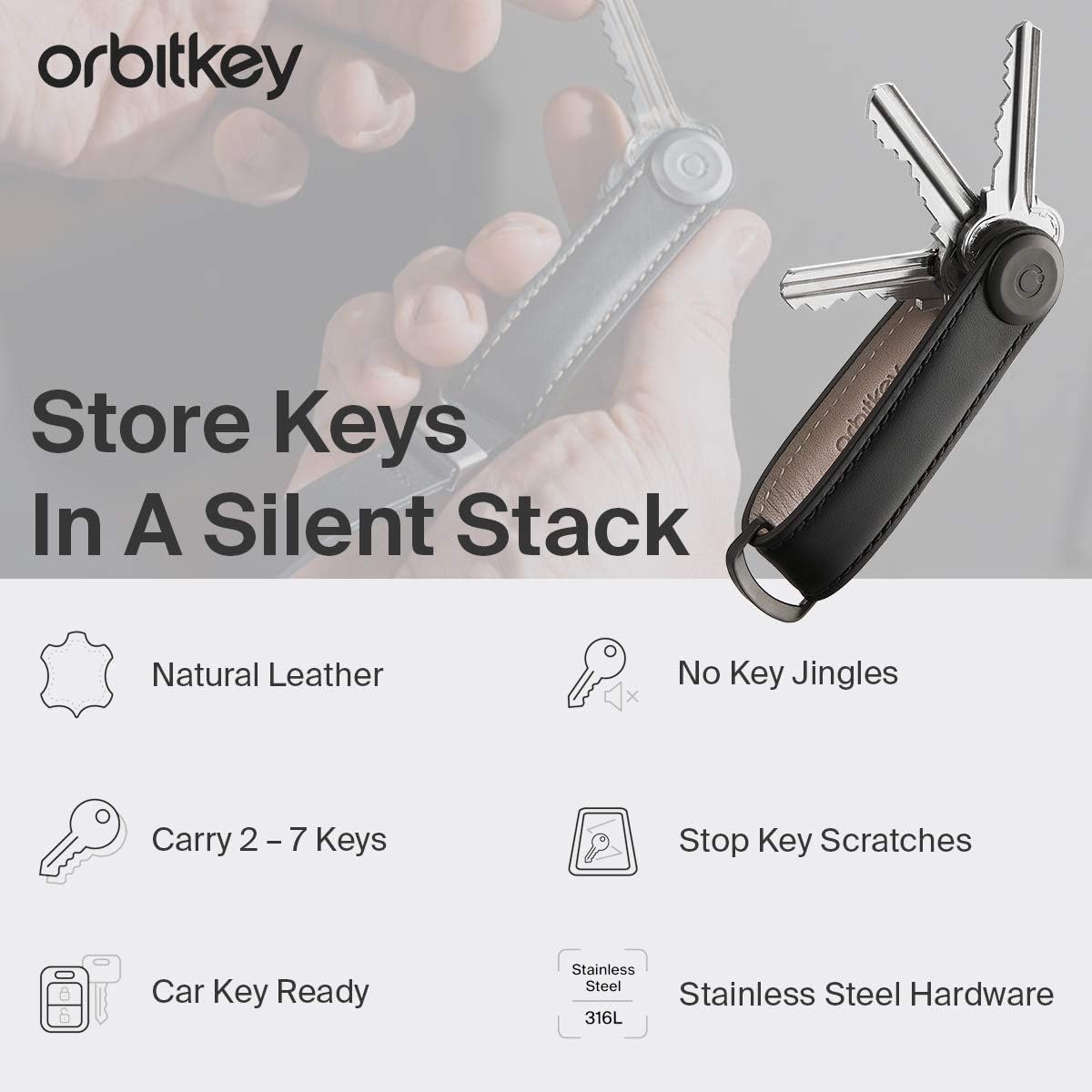 Orbitkey - Leather Key Organiser - Cognac/Tan