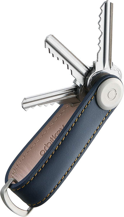 Orbitkey - Leather Key Organiser- Navy/Tan