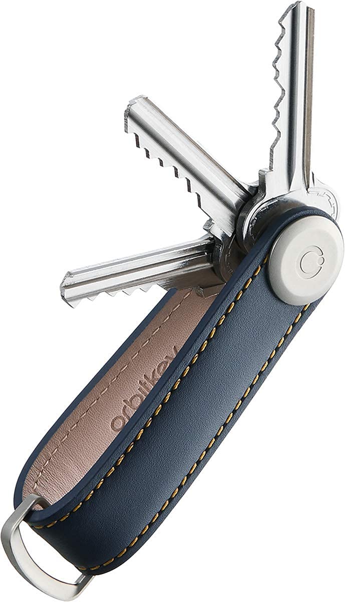 Orbitkey - Leather Key Organiser- Navy/Tan