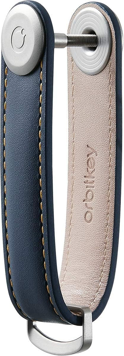 Orbitkey - Leather Key Organiser- Navy/Tan