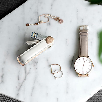 Orbitkey - Leather Key Organiser - Stone/Grey