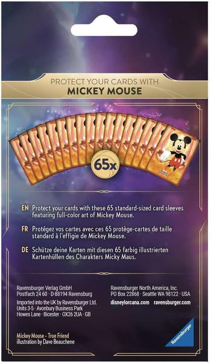 Ravensburger 11098178 Disney Lorcana TCG Trading Game for Adults and Kids Age 8 Years Up-65 Card Sleeves Mickey Mouse, Blue, Standard Size