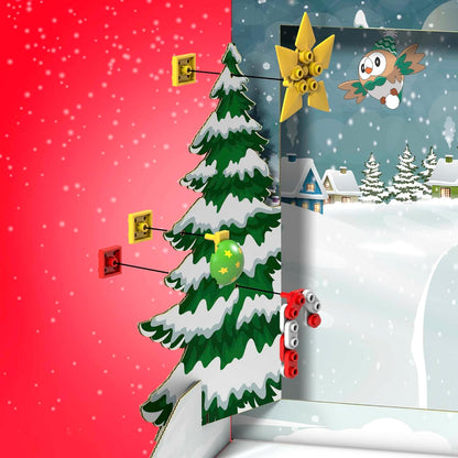 MEGA Pokémon Adventkalendar, Ferienkalender mit 202 Teilen, 2 posierbaren Figuren und Zubehör, für Kinder, GYG99