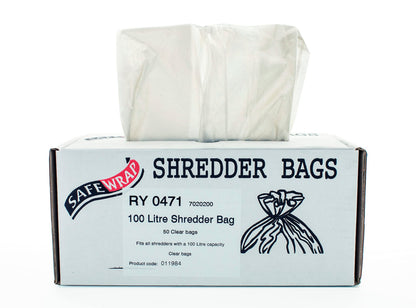 Safewrap Shredder Bags, 100L Capacity | Pack of 50 | Durable, High-Density Polythene | Handy Dispenser Box