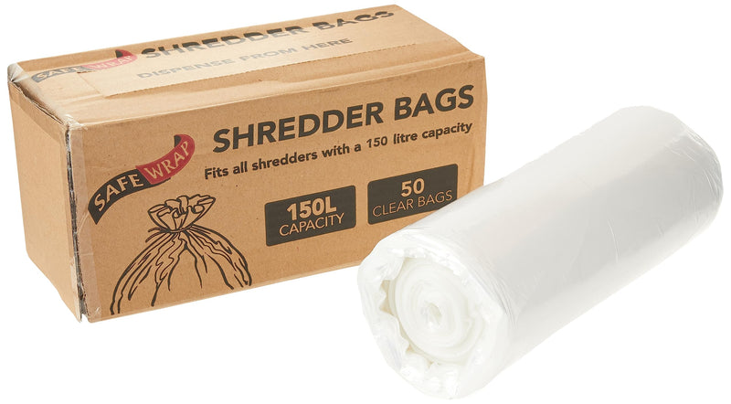 Safewrap Shredder Bags, 150L Capacity | Pack of 50 | Durable, High-Density Polythene | Handy Dispenser Box