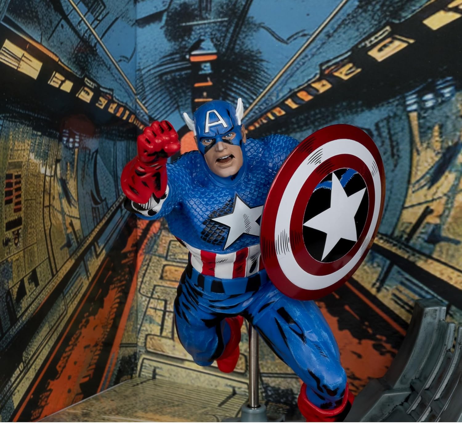 McFarlane Toys - Marvel Captain America Sammlerstück im Maßstab 1:10 mit Szene (Captain America #100