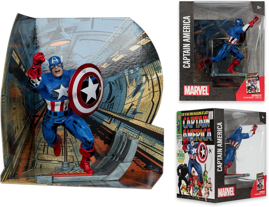 McFarlane Toys - Marvel Captain America Sammlerstück im Maßstab 1:10 mit Szene (Captain America #100