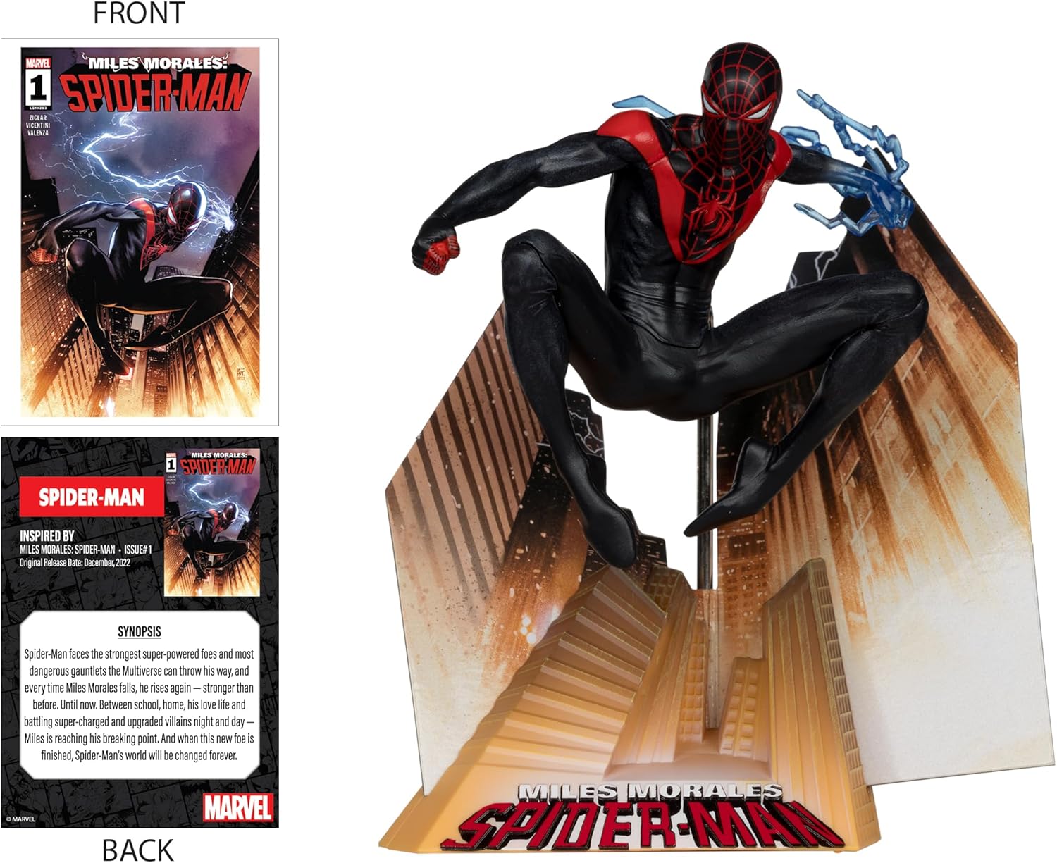 McFarlane Toys - Marvel Spider-Man Sammlerstück im Maßstab 1:10 mit Szene (Miles Morales: Spider-Man #1