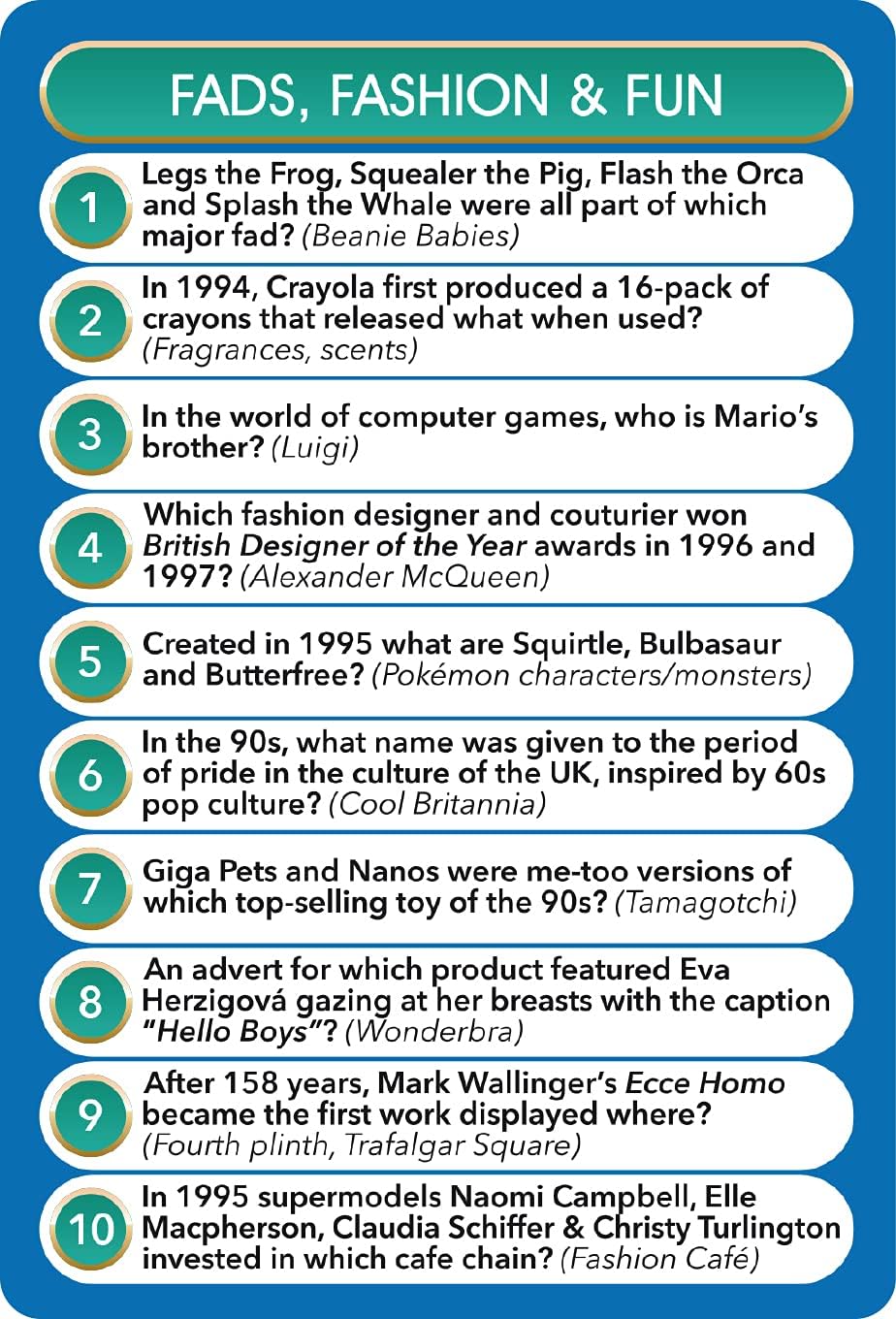 Cheatwell Games Top Trivia 90s