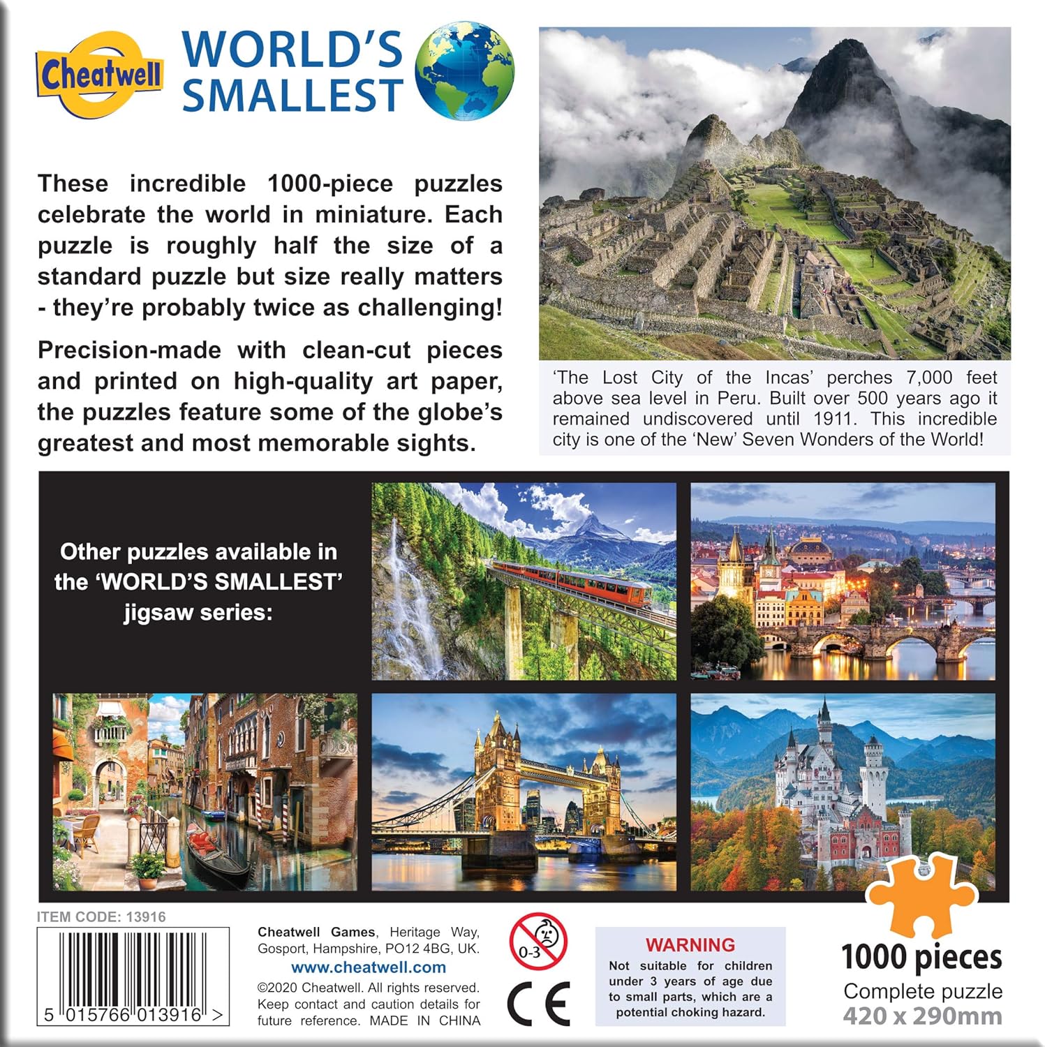 cheatwell Games 13916 World's Smallest 1000 Piece Jigsaw Puzzle
