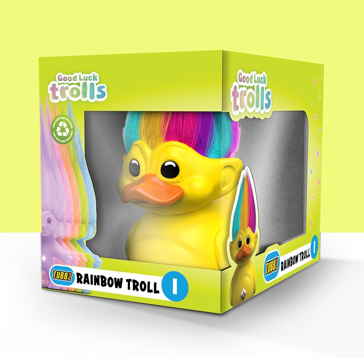 TUBBZ NS5071 Rainbow Rubber Duck, Regenbogen Troll (Boxed)