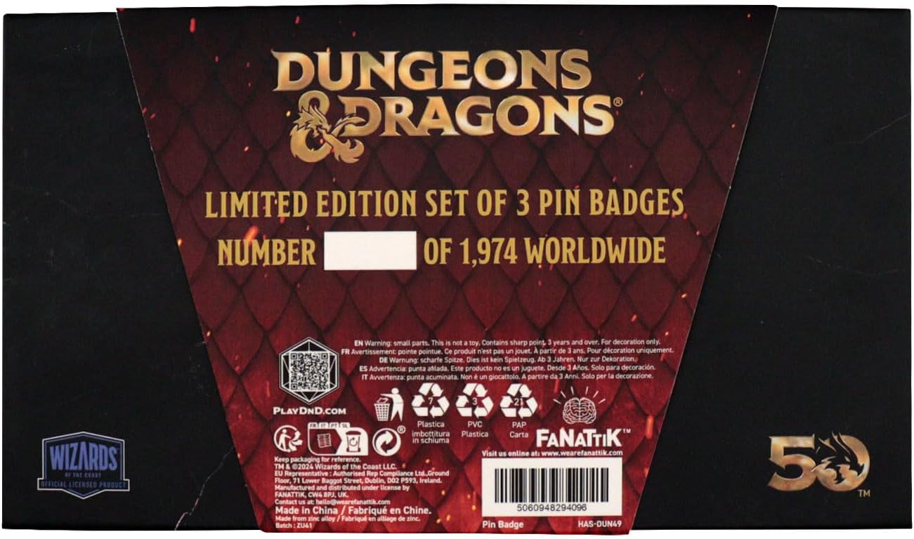 Dungeons & Dragons Ansteck-Pins 3er-Set 50th Anniv