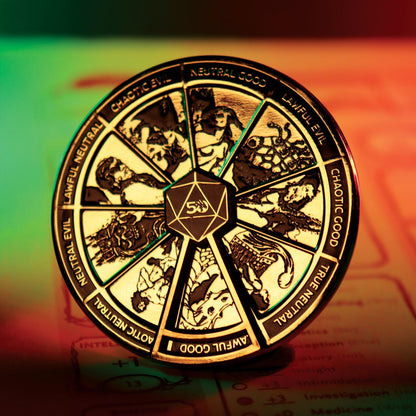 Dungeons & Dragons 50th Anniversary Antique Gold Spinner Pin Badge