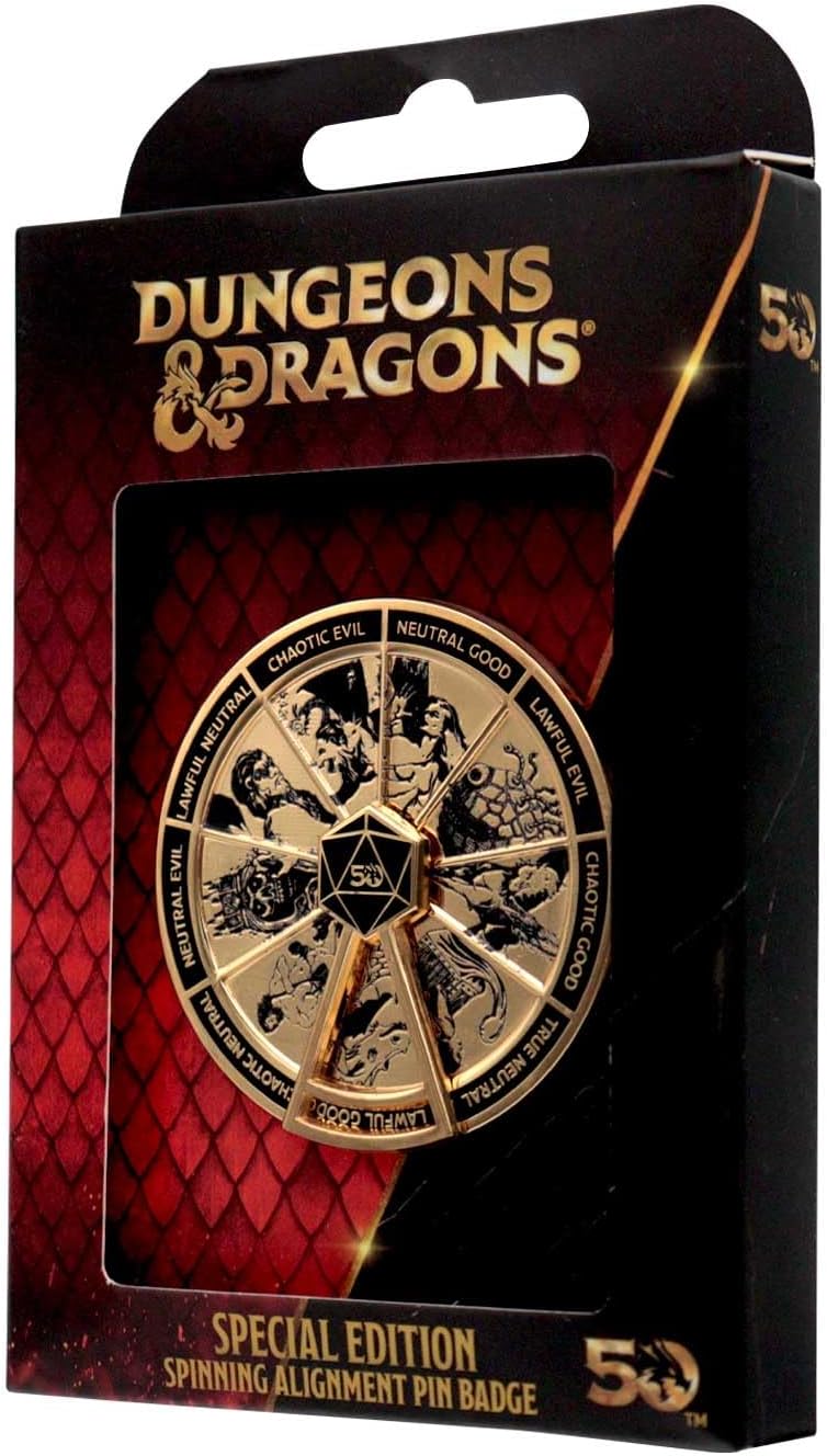 Dungeons & Dragons 50th Anniversary Antique Gold Spinner Pin Badge