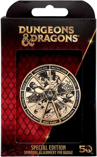 Dungeons & Dragons 50th Anniversary Antique Gold Spinner Pin Badge