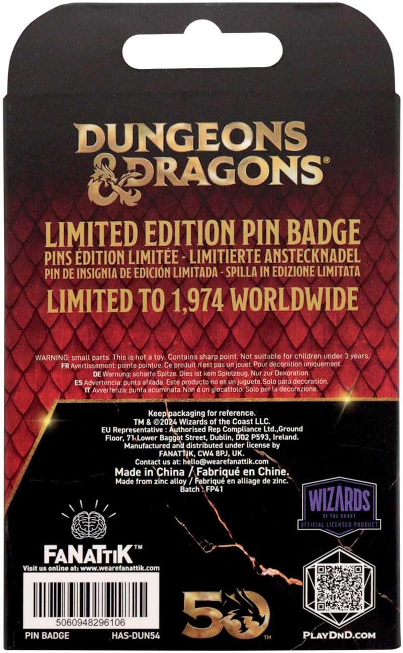 Dungeons & Dragons 50th Anniversary Antique Gold Spinner Pin Badge
