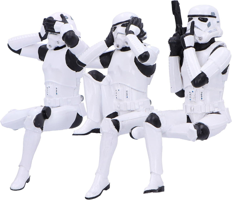 Nemesis Now Three Wise Sitting Stormtrooper Figurines 11cm, Resin, White, Official Original Stormtrooper, Three Wise Shelf Sitters, Sci-Fi Movie Collectible, Cast in The Finest Resin, Handbemalt