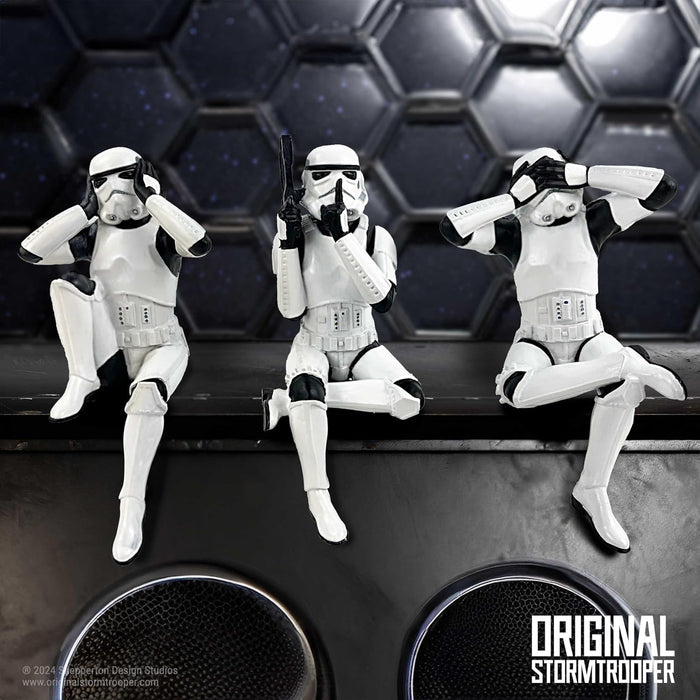 Nemesis Now Three Wise Sitting Stormtrooper Figurines 11cm, Resin, White, Official Original Stormtrooper, Three Wise Shelf Sitters, Sci-Fi Movie Collectible, Cast in The Finest Resin, Handbemalt