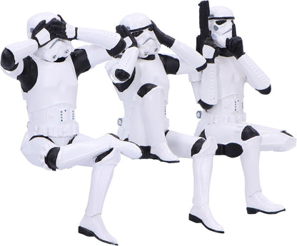 Nemesis Now Three Wise Sitting Stormtrooper Figurines 11cm, Resin, White, Official Original Stormtrooper, Three Wise Shelf Sitters, Sci-Fi Movie Collectible, Cast in The Finest Resin, Handbemalt