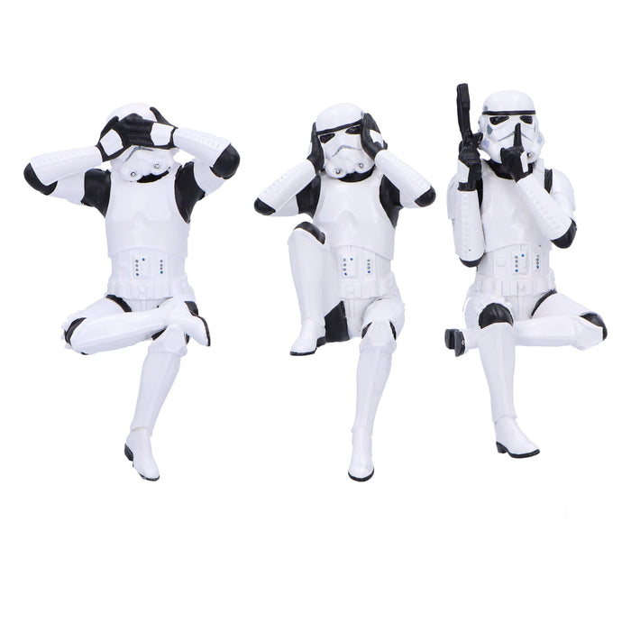 Nemesis Now Three Wise Sitting Stormtrooper Figurines 11cm, Resin, White, Official Original Stormtrooper, Three Wise Shelf Sitters, Sci-Fi Movie Collectible, Cast in The Finest Resin, Handbemalt