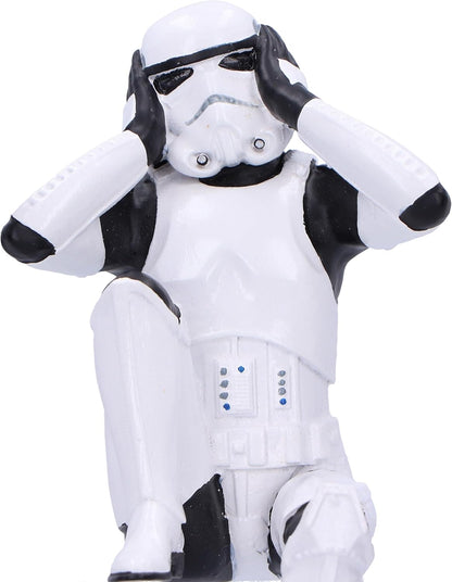 Nemesis Now Three Wise Sitting Stormtrooper Figurines 11cm, Resin, White, Official Original Stormtrooper, Three Wise Shelf Sitters, Sci-Fi Movie Collectible, Cast in The Finest Resin, Handbemalt