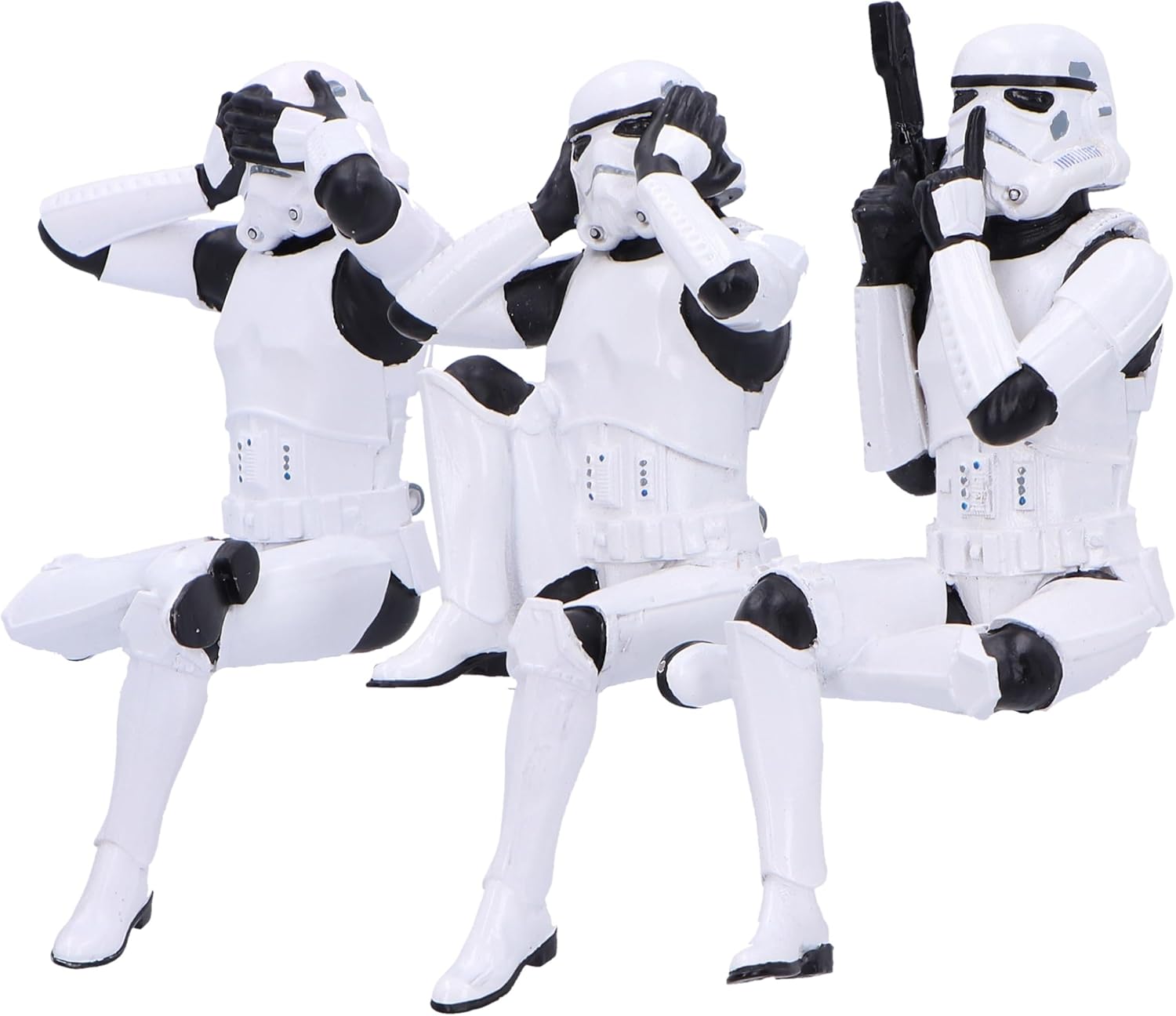 Nemesis Now Three Wise Sitting Stormtrooper Figurines 11cm, Resin, White, Official Original Stormtrooper, Three Wise Shelf Sitters, Sci-Fi Movie Collectible, Cast in The Finest Resin, Handbemalt