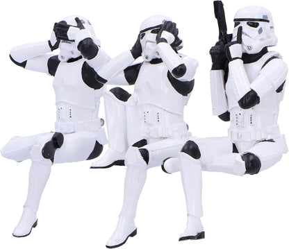 Nemesis Now Three Wise Sitting Stormtrooper Figurines 11cm, Resin, White, Official Original Stormtrooper, Three Wise Shelf Sitters, Sci-Fi Movie Collectible, Cast in The Finest Resin, Handbemalt