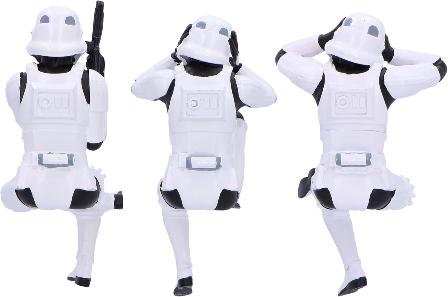 Nemesis Now Three Wise Sitting Stormtrooper Figurines 11cm, Resin, White, Official Original Stormtrooper, Three Wise Shelf Sitters, Sci-Fi Movie Collectible, Cast in The Finest Resin, Handbemalt