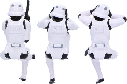 Nemesis Now Three Wise Sitting Stormtrooper Figurines 11cm, Resin, White, Official Original Stormtrooper, Three Wise Shelf Sitters, Sci-Fi Movie Collectible, Cast in The Finest Resin, Handbemalt